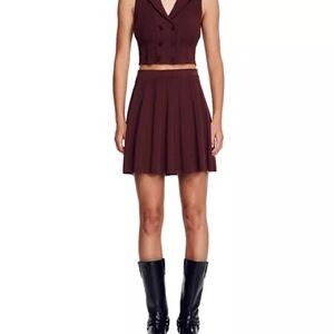 Sandro Pleaded Ribbed Skirt 38